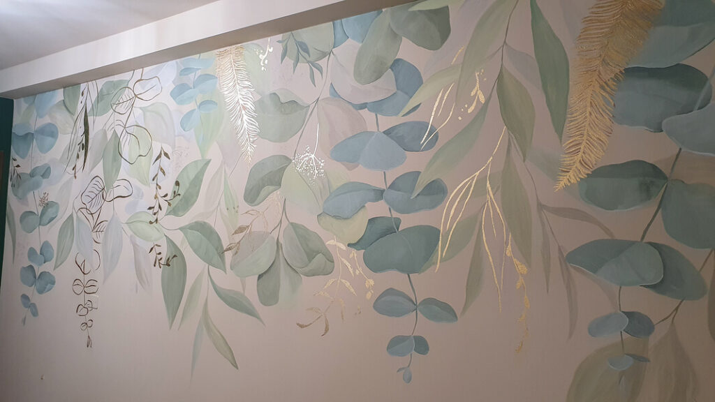 Salone Parruchiera murales floreale decorazione parete